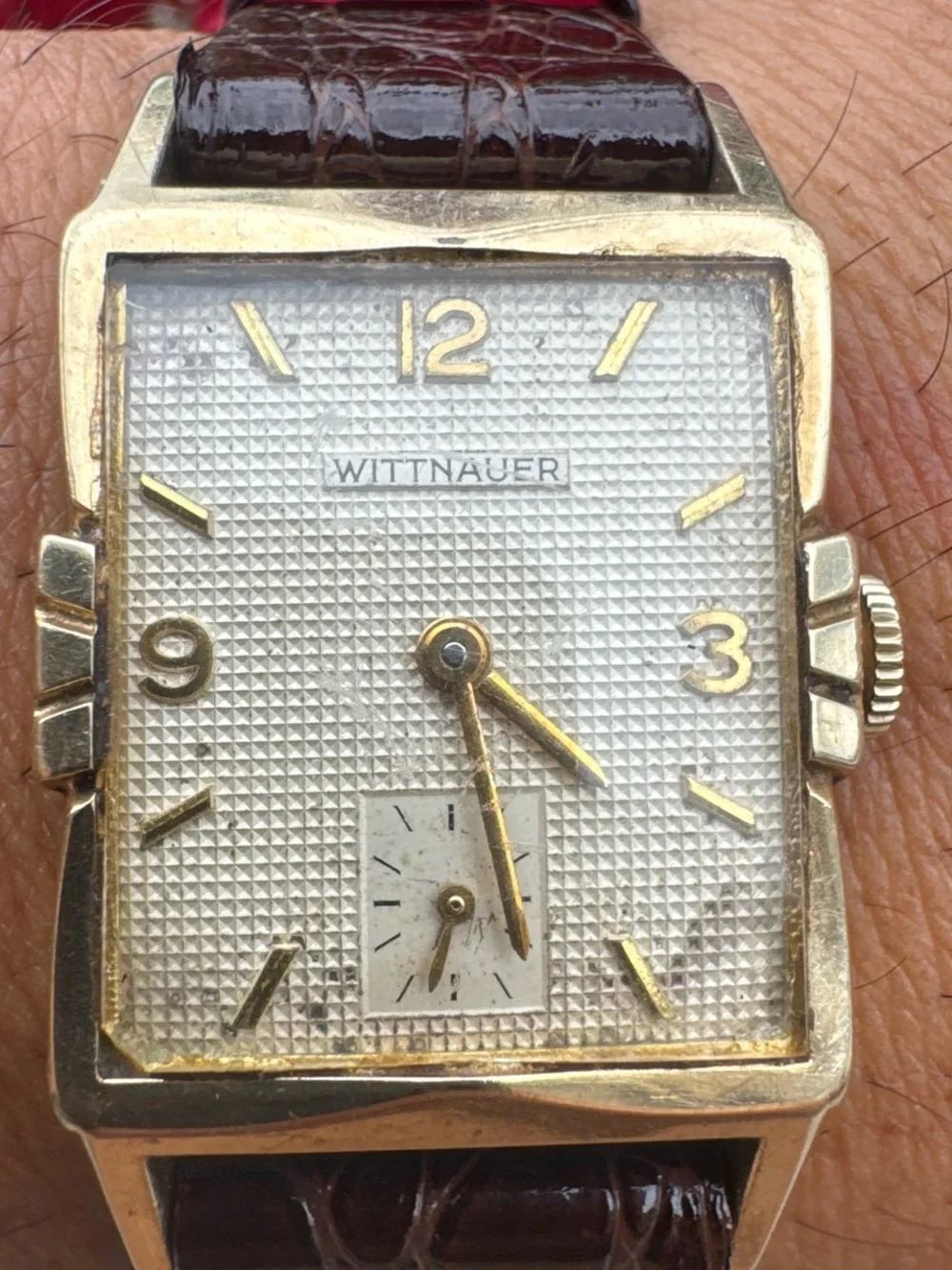 Wittnauer 1940s 10k GF rectangular Tank Manual Wind Men’s watch